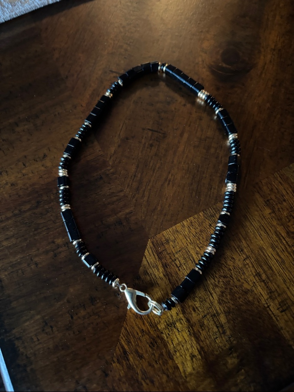 Black onyx and gold Beaded Necklace - you can wear a pendant too.